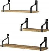Dakta® Boekenplank | Wandrek | Set van 3 | Hout | Houtenplank | Decoratie plank | Wanddecoratie hout | Opbergrek industrieel