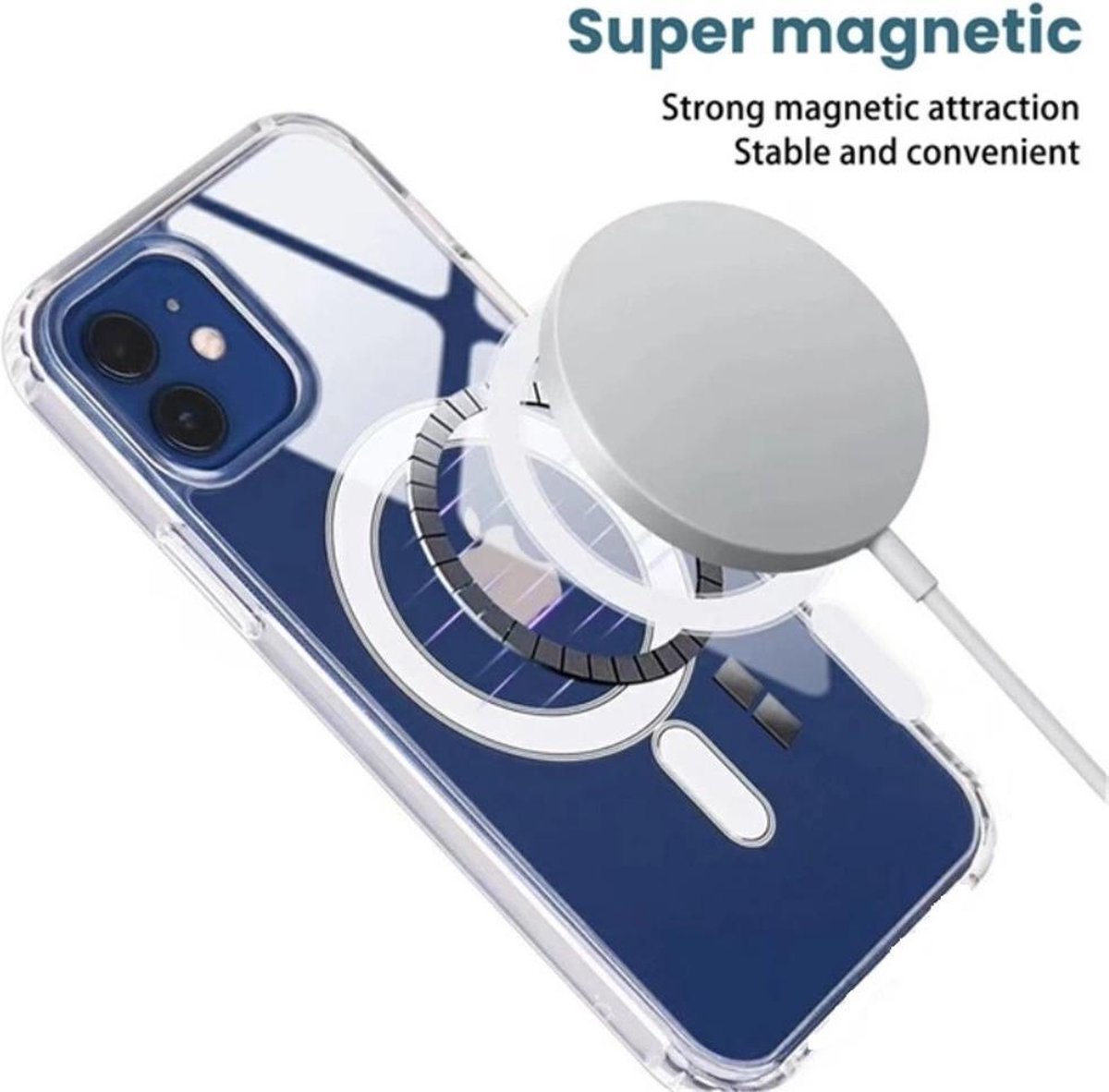 Housse Aimantée IPhone 12 / Pro - Mince, Transparente, En Silicone Anti-choc Avec Verre Trempé