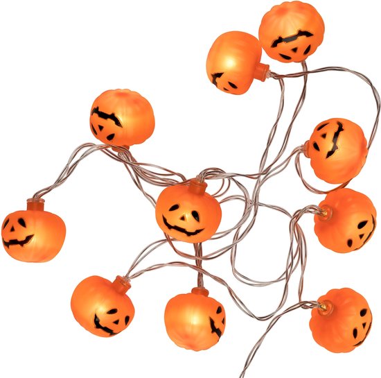 10 led pumpkin lights - warm wit - sfeerverlichting op batterijen - Halloween