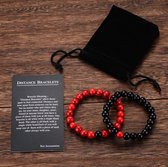 Trendy Afstand Armband | Natuursteen Koppels | Rood, Zwart | Cadeau voor Hem en Haar | Sieraad Kerst / Sinterklaas / Feestdagen |  Tiener Cadeau  | Liefde