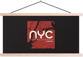 Posterhanger incl. Poster - Schoolplaat - New York - NYC - Rood - 150x75 cm - Blanke latten