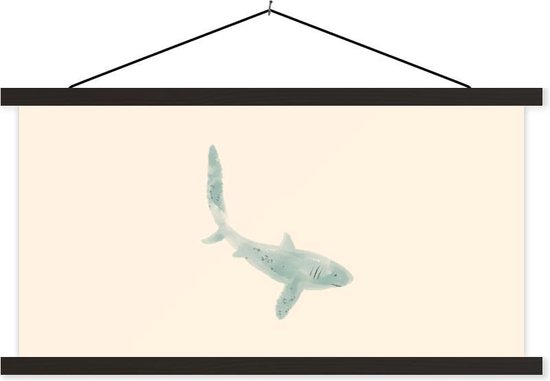 Porte-affiche avec affiche - Affiche scolaire - Poisson - Mer - Aquarelle - 150x75 cm - Lattes noires