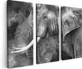 Artaza Canvas Schilderij Drieluik Olifant - Abstract - Zwart Wit - 120x80 - Foto Op Canvas - Canvas Print