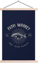 Porte-affiche avec affiche - Affiche scolaire - Vintage - Poisson - Texte - 60x90 cm - Lattes vierges - Cadeau Vaderdag - Cadeau - Cadeau pour lui - Astuce - Hommes