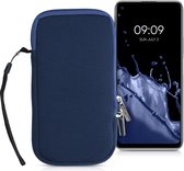 kwmobile telefoontasje universeel geschikt voor XL - 6,7/6,8" smartphones - 17,2 x 8,4 cm - Hoesje met rits en polslusje -In donkerblauw -