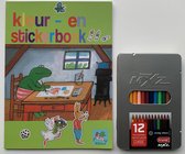 Kikker kleur- en stickerboek + 12 Bruynzeel kleurpotloden