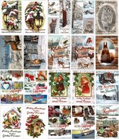 100 Luxe Kerst- en Nieuwjaarskaarten met Pen - 9,5x14cm - 20 x 5 dubbele kaarten met enveloppen - serie Prettige kerstdagen en een gelukkig nieuwjaar
