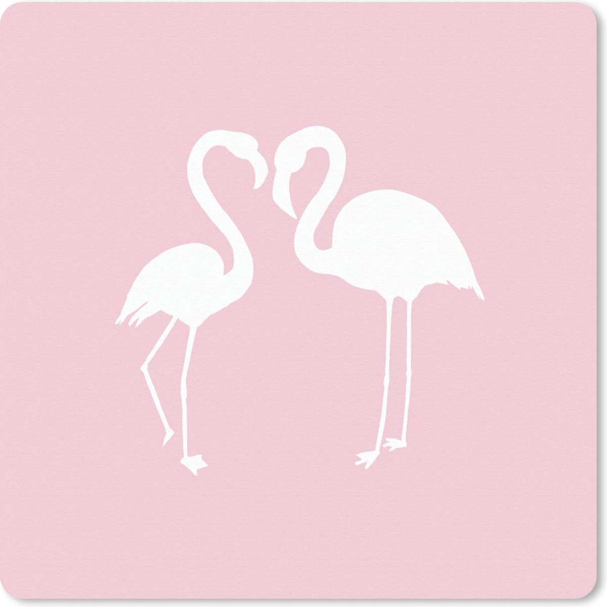 Muismat 30x30 cm - Mousepad Flamingo - Vogel - Wit - Tekening - Muismatten