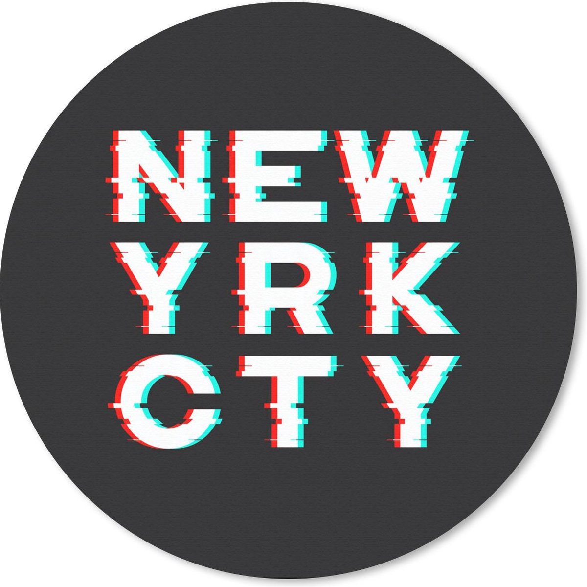 Muismat rond 20x20 cm - Mousepad New York - City - Zwart - Ronde muismatten