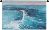 Wandkleed - Wanddoek - Golf - Zee - Waterverf - 150x100 cm - Wandtapijt