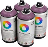 MTN Paarse waterbasis spuitverf - Red Violet Deep - 4 stuks - 300ml lage druk en matte afwerking