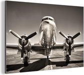 Wanddecoratie Metaal - Aluminium Schilderij Industrieel - Vliegtuig - Vintage - Propeller - 80x60 cm - Dibond - Foto op aluminium - Industriële muurdecoratie - Voor de woonkamer/slaapkamer