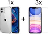 iParadise iPhone 13 Mini hoesje shock proof case transparant - 3x iPhone 13 Mini Screen Protector