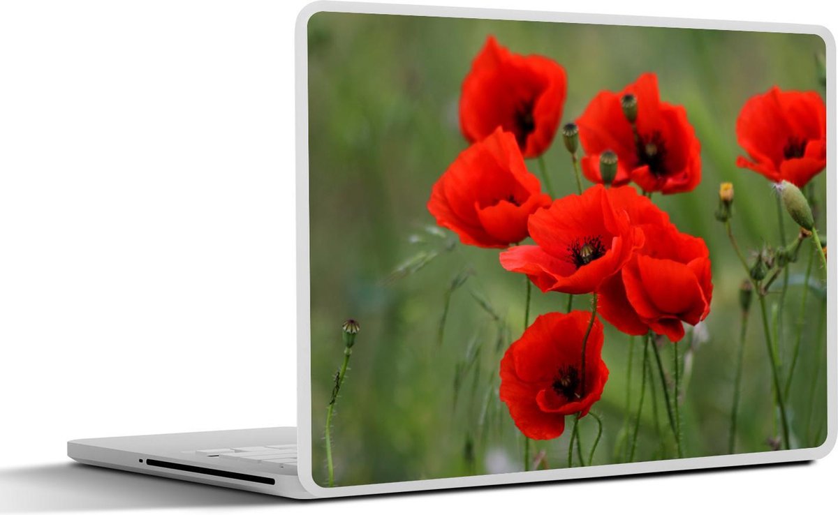 Afbeelding van product SleevesAndCases  Laptop sticker - 12.3 inch - Bloemen - Klaproos - Rood