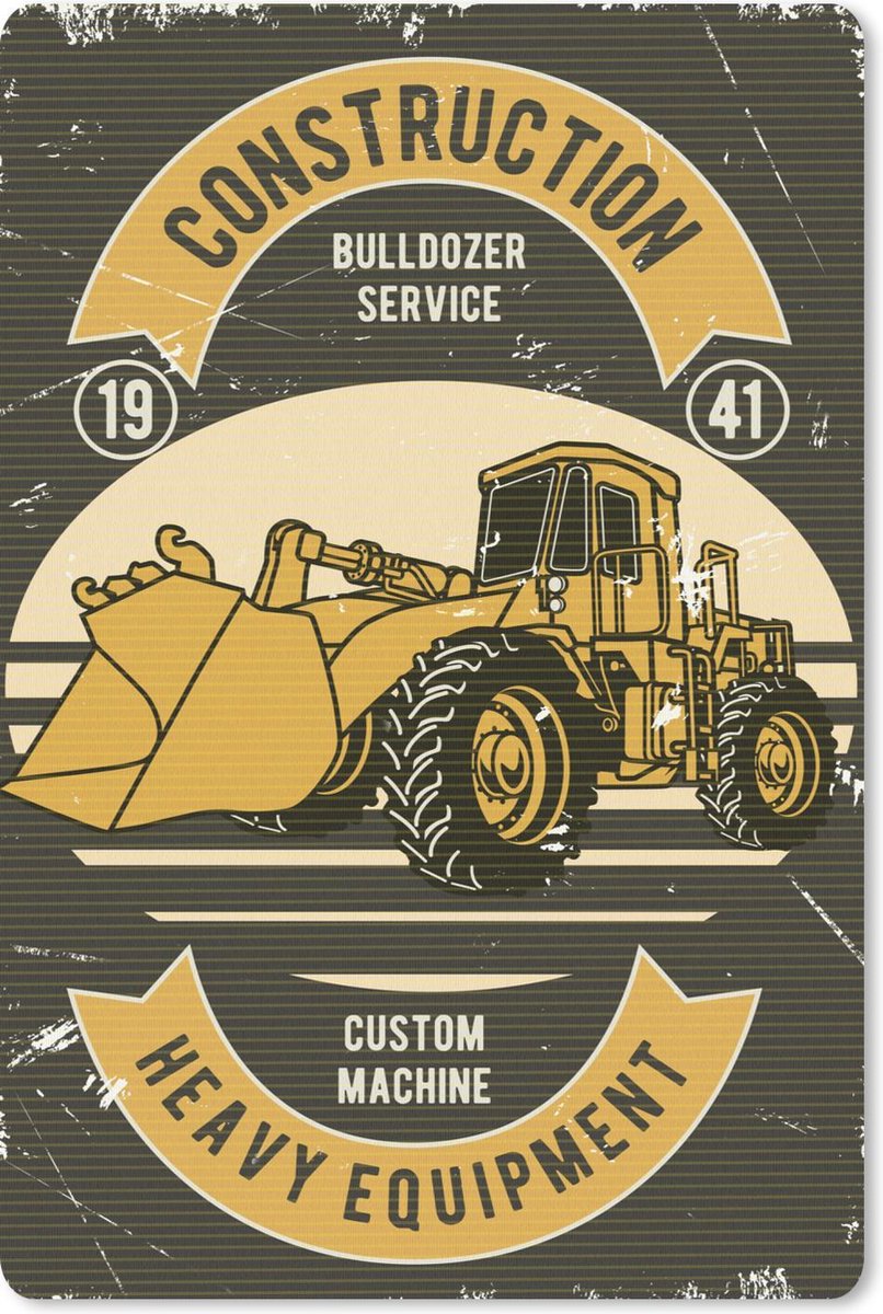 Muismat 18x27 cm - Mousepad Bulldozer - Retro - Banner - Quote - Muismatten