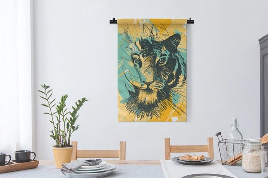 Tapisserie - Tapisserie - Tigre - Abstrait - Tête - 60x90 cm - Tapisserie