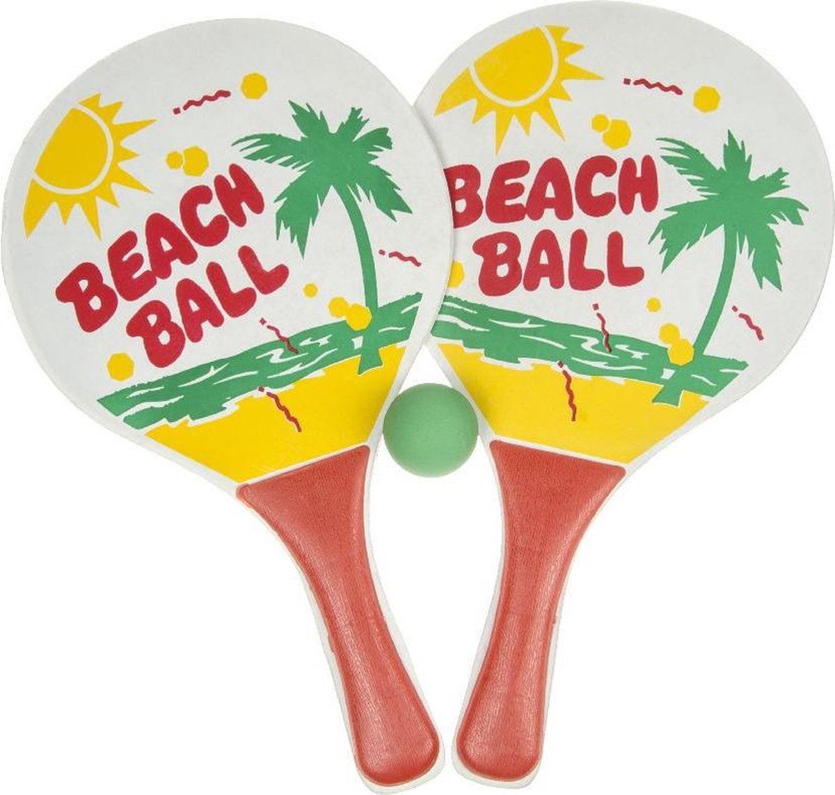 Houten beachball set oranje - Strand balletjes - Rackets/batjes en bal - Tennis ballenspel - LG-Imports