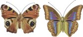 Set van 2x stuks bruin/geel en bruin/oranje vlinderhuizen 20 cm - Tuindecoratie - Diervriendelijk - Hotel/huisje voor vlinders