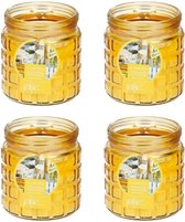 4x stuks citronella kaarsen tegen insecten in glazen pot 12 cm geel- Anti-muggen/insecten