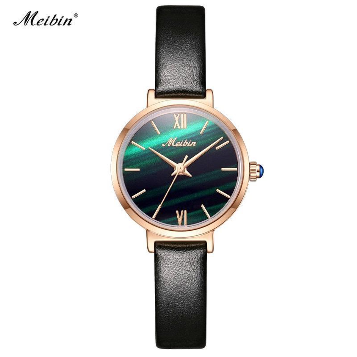Longbo - Meibin - Dames Horloge - Zwart/Rosé/Groen - 28mm (Productvideo)