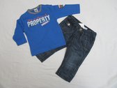 Dirkje - Jongen - Kledingset - T-shirt blauw lange mouw  + Jeans - 74 - 9 maand