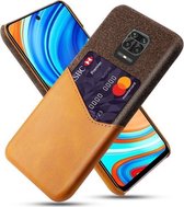 Voor Xiaomi Redmi Note 9S Doek Textuur PC + PU lederen achterkant Schokbestendig hoesje met kaartsleuf (oranje)