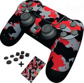 Playstation 4 Skins Controller met Thumb grips set (8 stuks) | Zwart Grijs Rood | Foxx Decals