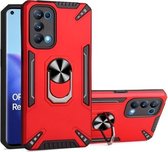 Voor OPPO Reno5 Pro 5G PC + TPU-beschermhoes met 360 graden draaibare ringhouder (rood)