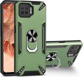 Voor OPPO F17 PC + TPU-beschermhoes met 360 graden draaibare ringhouder (donkergroen)