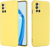 Pure Color Liquid Silicone Shockproof Full Coverage Case voor OnePlus 9R (geel)