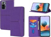 Voor Xiaomi Redmi Note 10 Pro Max Geweven Textuur Stiksels Magnetische Horizontale Flip PU Lederen Case met Houder & Kaartsleuven & Portemonnee & Lanyard (Paars)