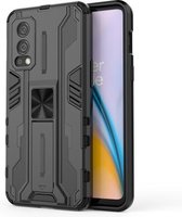Voor OnePlus Nord 2 5G Supersonic PC + TPU Schokbestendige beschermhoes met houder (zwart)