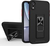 Dual-color Skin Feel TPU + PC Magnetische schokbestendige hoes met onzichtbare houder voor iPhone XR (zwart)