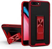 Dual-color Skin Feel TPU + PC Magnetische schokbestendige hoes met onzichtbare houder voor iPhone 8 Plus / 7 Plus (rood)