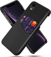 Doektextuur PC + PU-lederen achterkant Schokbestendig hoesje met kaartsleuf voor iPhone XR (zwart)