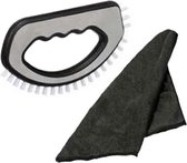 RVS Voegenborstel met ergonomische handgreep + Reiningsdoek 30x30 - Badkamer - schoonmaak borstel - voegen voegenreinigen met borstel