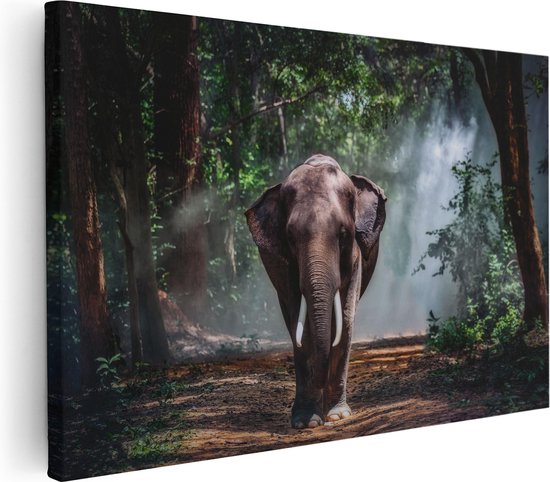 Artaza - Peinture sur toile - Éléphant dans la forêt - 120 x 80 - Groot - Photo sur toile - Impression sur toile