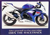 Suzuki GSXR1000. Metalen wandbord 30 x 40 cm