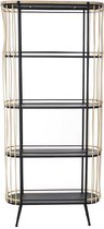 Planken DKD Home Decor Zwart Metaal Rotan (83 x 28.5 x 180 cm)