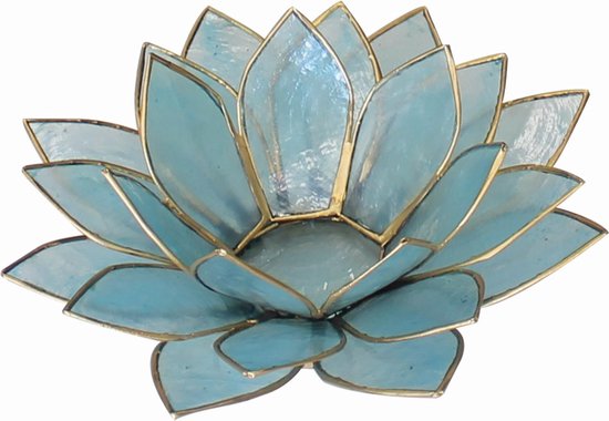 Nusa Originals – Photophore Fleur de Lotus Blauw – Handgemaakt – 18x6cm – Photophore Fairtrade