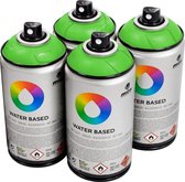 MTN Fluorescent Groen waterbasis spuitverf - 4 stuks - 300ml lage druk en matte afwerking