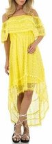NOEMI KENT kanten off shoulder jurk geel L