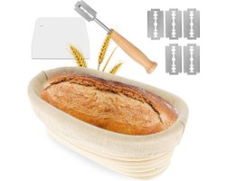 Rijsmandje Ovaal- Inc. deegkleed + mesje - Ø 23 cm - Rijsmand - Banneton - Rijsmandje Rond
