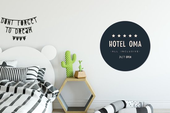 WallCircle - Wall Circle - Wall Circle Inside - Citations - Hotel grand-mère tout compris ouvert 24h/24 et 7j/7 - Grand-mère - Proverbes - 60x60 cm - Décoration murale - Peintures ronds