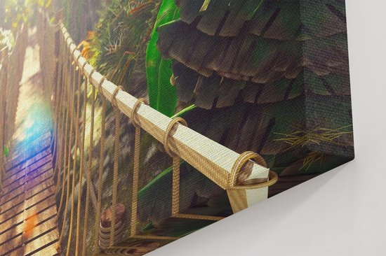 Artaza - Peinture sur toile - Pont en bois dans la jungle tropicale - 80 x 100 - Groot - Photo sur toile - Impression sur toile