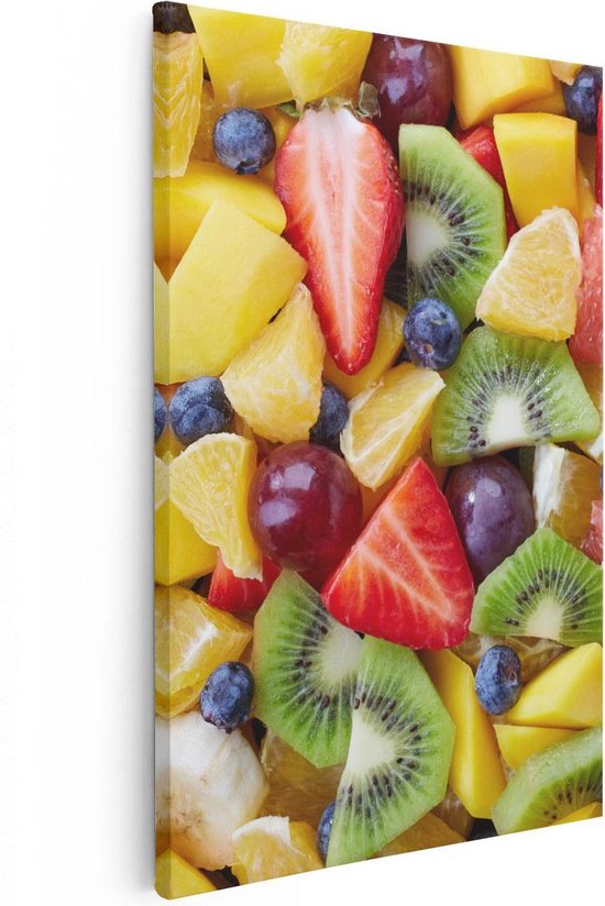 Artaza Canvas Schilderij Diverse Kleurrijke Fruit Achtergrond - 40x60 - Poster Foto op Canvas - Canvas Print
