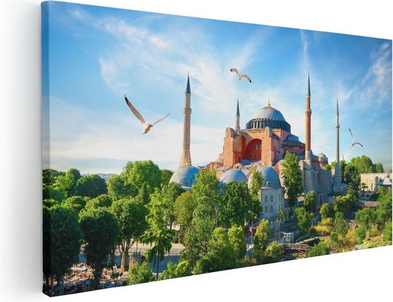Artaza - Canvas Schilderij - Hagia Sophia Moskee In Istanbul - Foto Op Canvas - Canvas Print