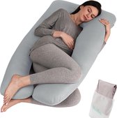 Litollo® Zwangerschapskussen XXL - Voedingskussen - Lichaamskussen - Body pillow - 280cm - Grijs - Met gratis extra afneembare hoes (t.w.v. €29,95)