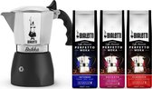 Bialetti New Brikka - 100ml - 2 kops + Bialetti Koffie Proefpakket - 3 x 250 gram