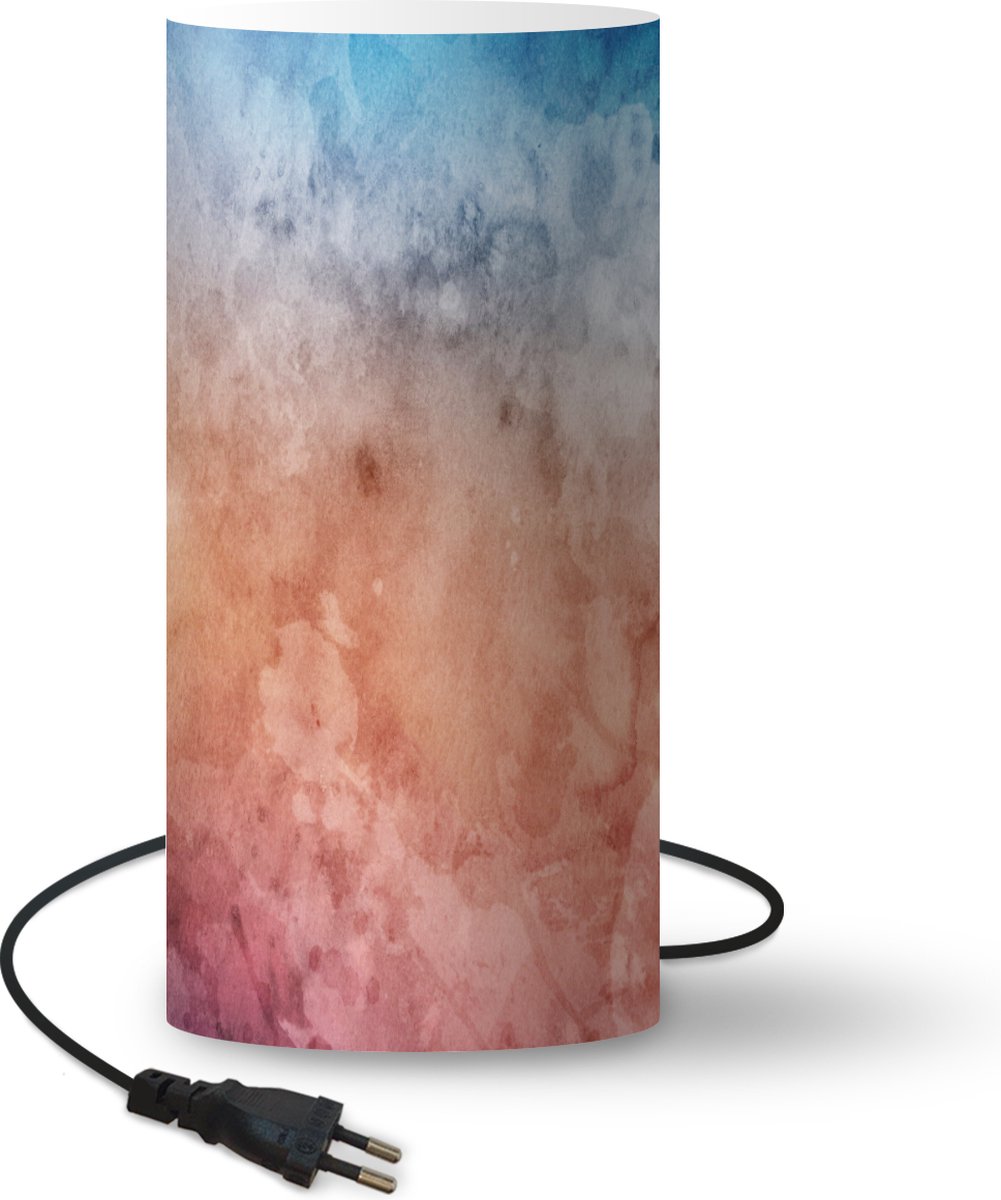Lamp - Nachtlampje - Tafellamp slaapkamer - Waterverf - Oranje - Blauw - Rood - 33 cm hoog - Ø15.9 cm - Inclusief LED lamp